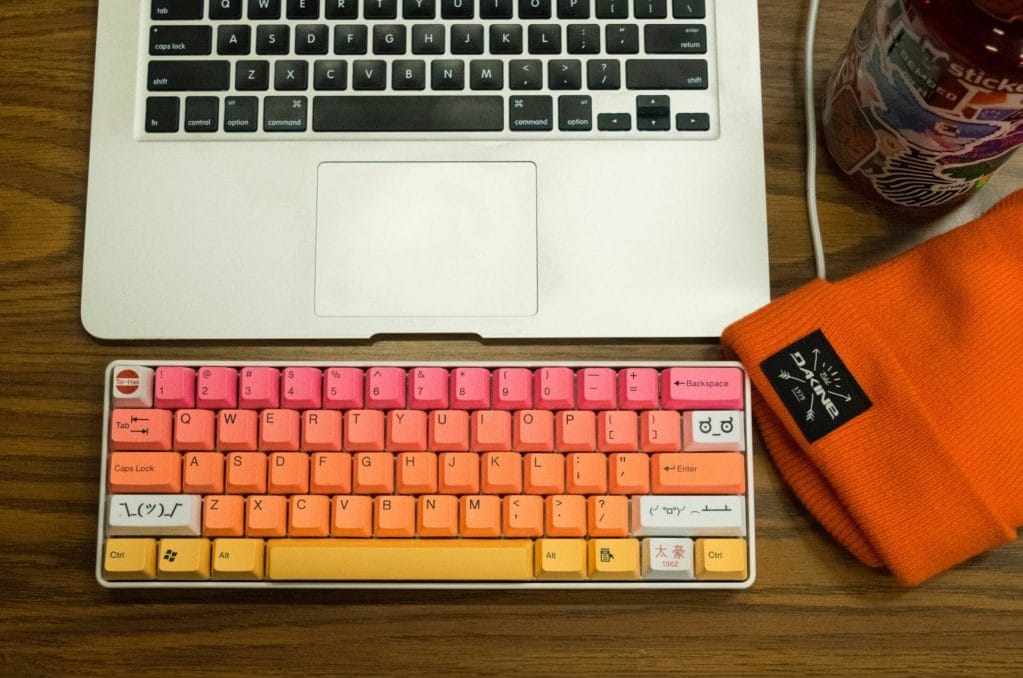 multicolored keyboard and laptop