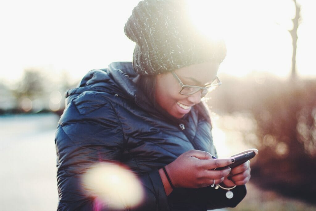 woman using smartphone