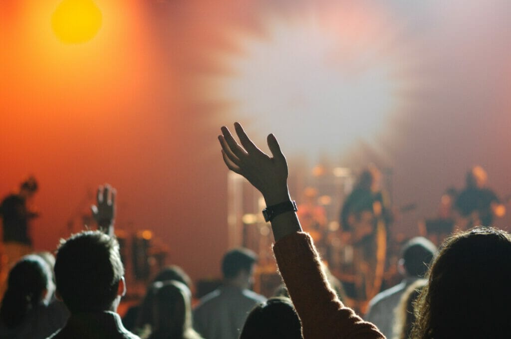 hands raised in church
