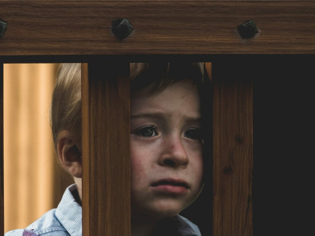 child with sad face
