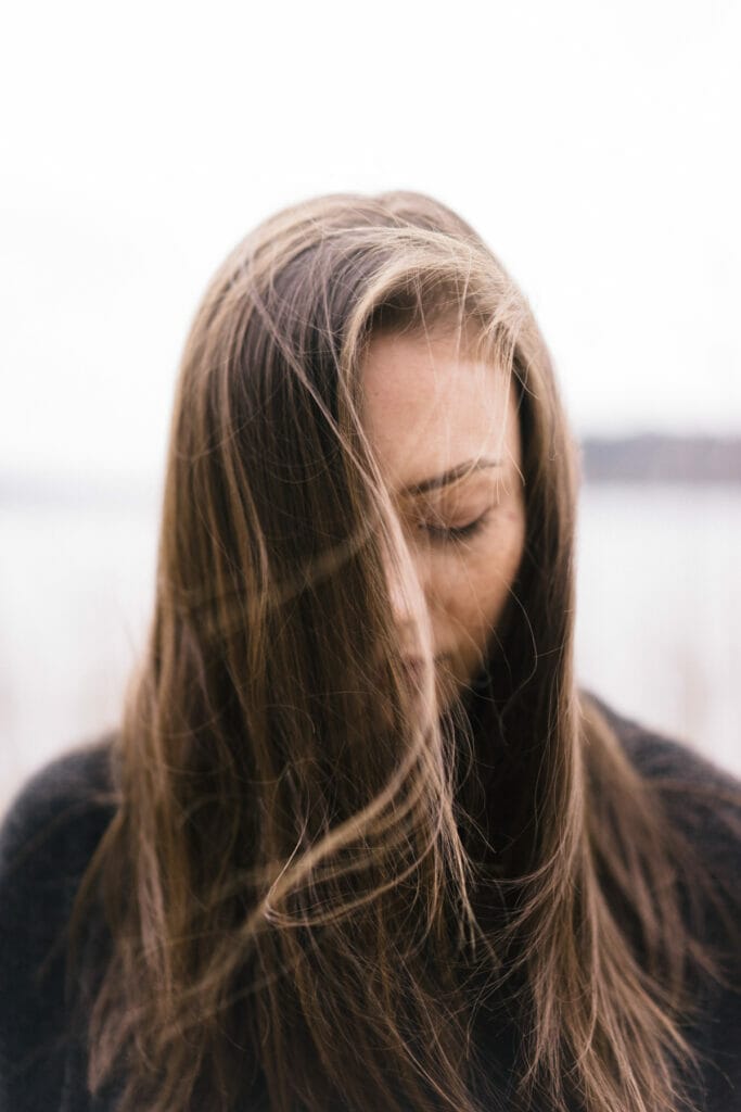 woman looking down